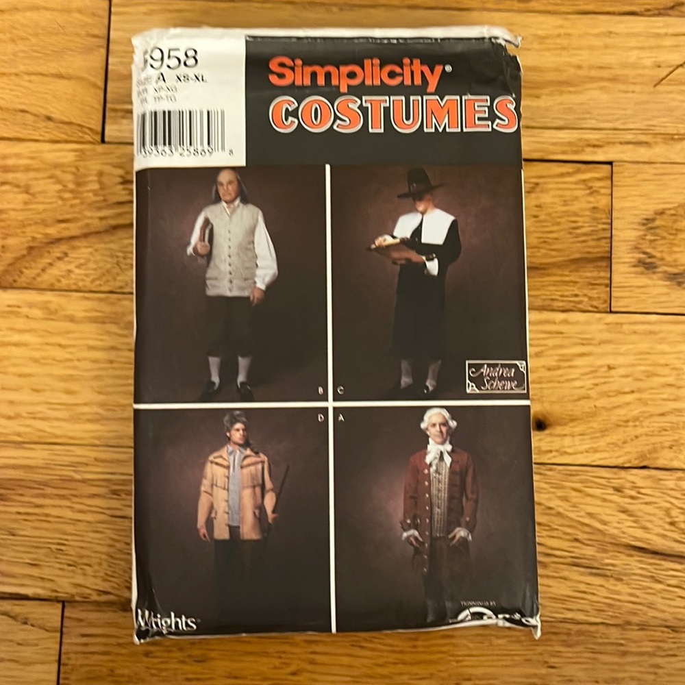 Simplicity uncut pattern- men’s colonial costumes- xs-xl